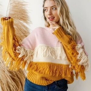 Peach Love - Women’s Size S Frantic Fringe Sweater